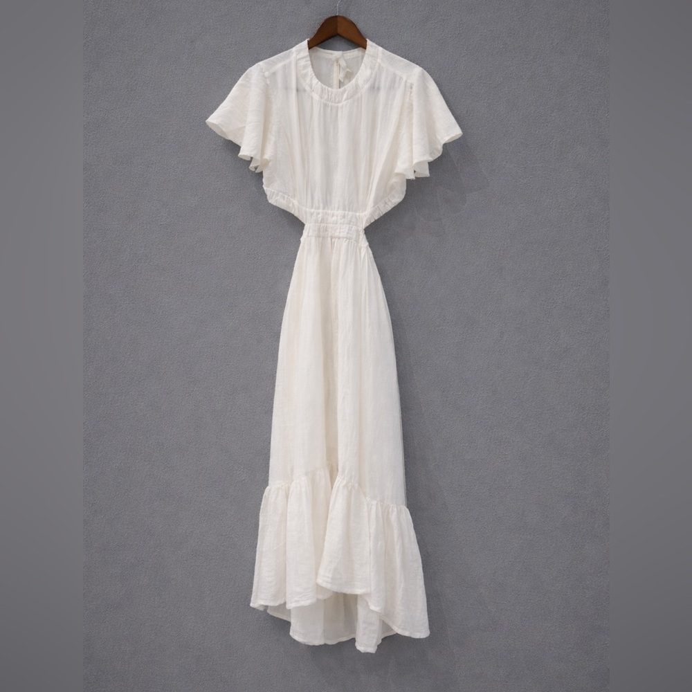 NWT Sabina Musayev Ivory Side & Back Cut Out Midi Dress Size Large - Picture 8 of 14